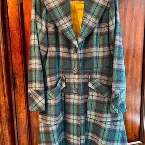 Sundance Teal and Gray Plaid Trench Coat